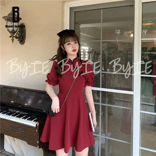 Đầm Sườn Xám Cách Tân Cổ Đứng Tay Phồng Ôm Eo Kiểu Retro Dễ Thương Cho Nữ