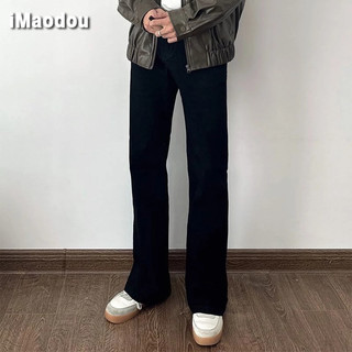 Imaodou quần jean đen micro-flared ôm dáng vừa vặn dễ phối đồ cho nam và nữ