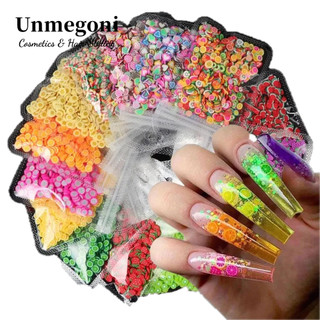 Unmegoni mới về] Hộp phụ kiện trang trí móng tay nghệ thuật 15 kiểu hình trái cây 3d nhiều màu sắc 10g chất lượng cao