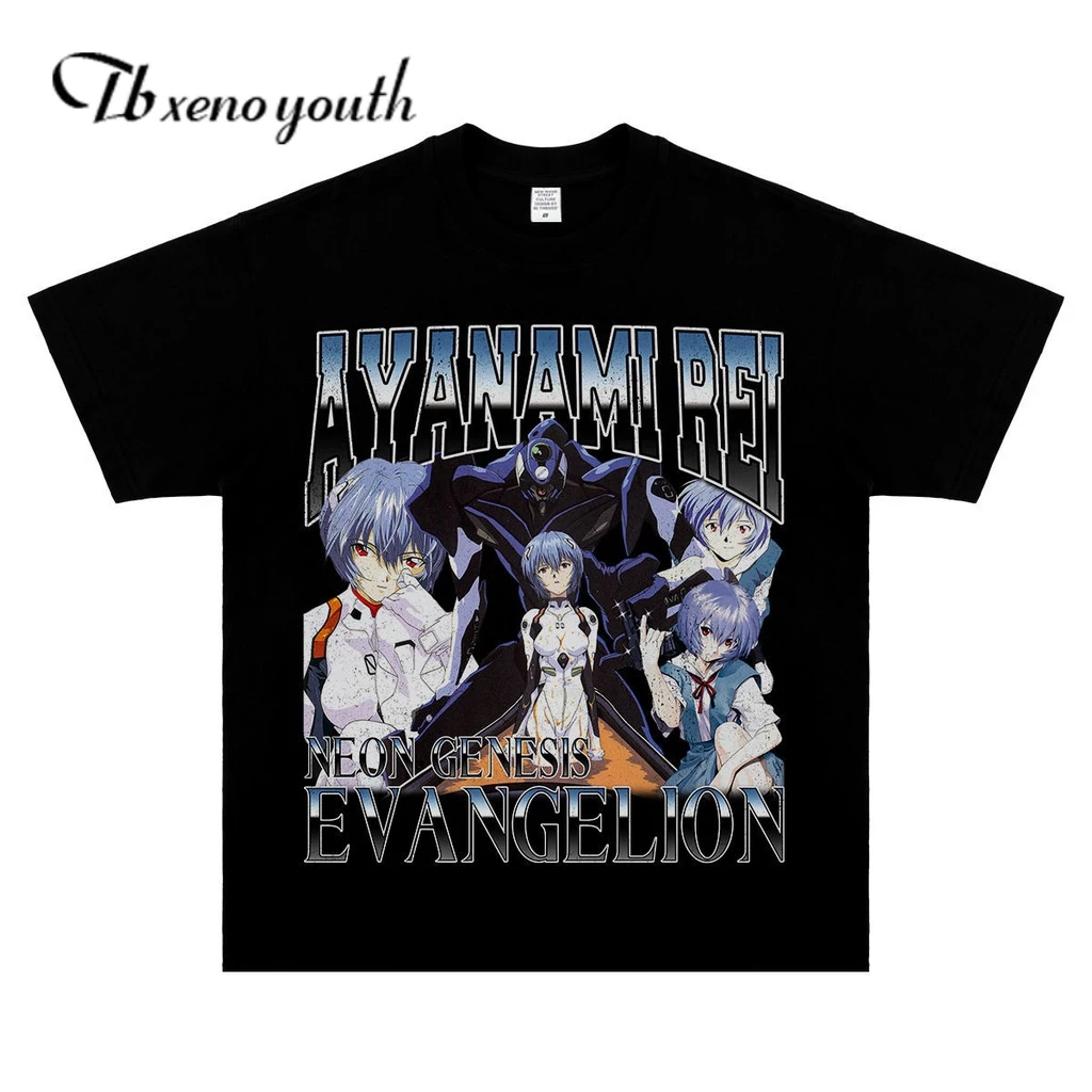 Tb xeno thanh niên Áo thun cotton ngắn tay kiểu Mỹ cổ điển, giấy ghi chú chết Mihai in cát, giặt anime và cũ rộng rãi