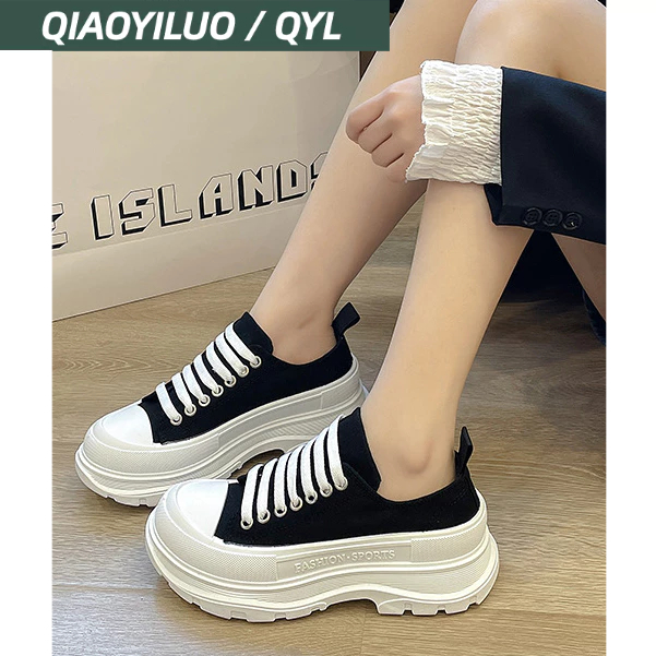 Qiaoyiluo giày vải đế dày mới cho phụ nữ và các cặp đôi giày thường, phổ biến trên lưới, thời trang và linh hoạt cho nam và nữ