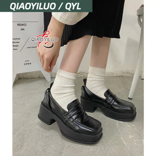 Giày Lười Da Mũi Vuông Đế Dày Phong Cách retro Anh Quốc