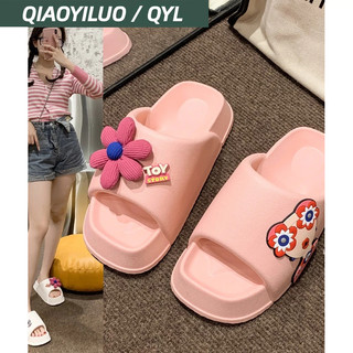 Qiaoyiluo Dép đi trong nhà Đế Dày Màu Kẹo Họa Tiết Hoạt Hình Dễ Thương Phong Cách Hàn Quốc Thời Trang Mùa Hè Cho Nữ