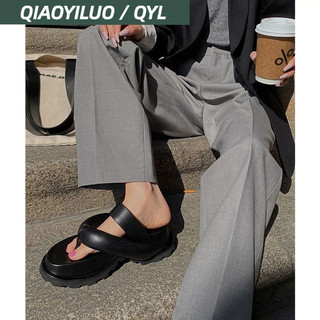 Qiaoyiluo dép xỏ ngón đế dày phẳng thời trang đi biển phong cách mới cho nữ