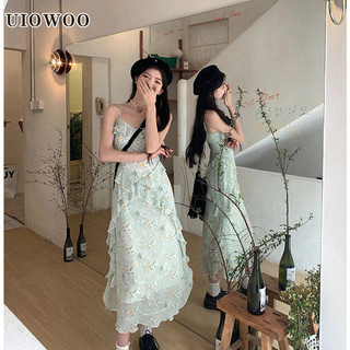 Uiowoo Pháp Sling Đầm Thiết Kế Váy Hoa Sang Trọng Ôm Hơn Nhìn Váy