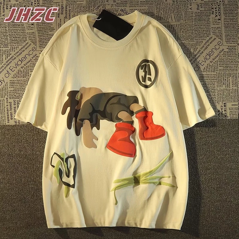 Jhzc Áo Thun Tay Ngắn Dáng Rộng Chất Liệu cotton In Họa Tiết Hoạt Hình Thời Trang Mùa Hè Cho Nam