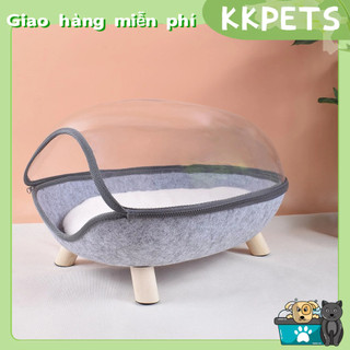 Giường Ngủ Cho Thú Cưng, Nhà đệm cho thú cưng kín gió có chân gỗ, Ổ cho chó mèo có thể tháo rời KKPETS