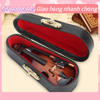 Mô hình đàn violin mini Đồ chơi nhạc cụ thu nhỏ có hộp đựng trang trí thủ công Gonaments