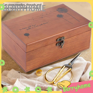 Berryhome hộ gia đình vintage gỗ may hộp kim chỉ đựng người tổ chức diy dụng cụ vá