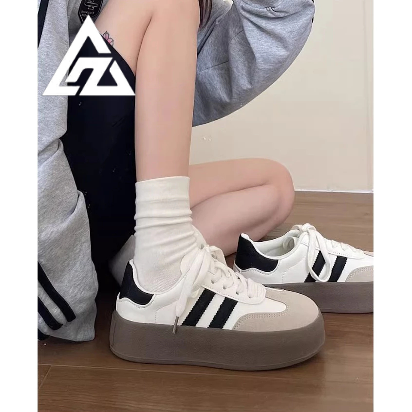 Giày thể thao bằng da thật đế dày thời trang giản dị