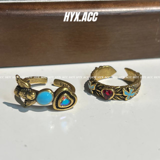 Nhẫn nữ vintage vàng xanh đá quý mở nhẫn nhẫn nuốt nhẫn
