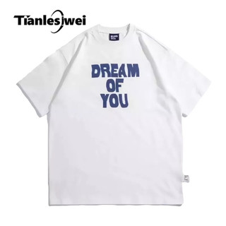 Tianlesiwei Nam Nữ Tay Ngắn retro Phổ Biến Áo Phông Rời Nhật Bản In Hình Đơn Giản