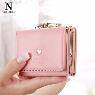 Nallcheer Ví nữ dễ thương phong cách Hàn Quốc dành cho sinh viên ngắn khe cắm thẻ ví đựng tiền xu