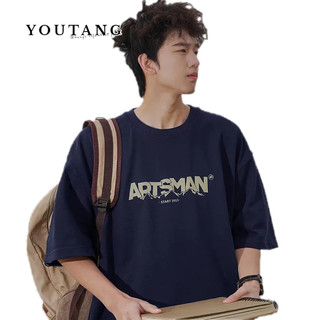 Youtang Áo thun ngắn tay cotton nguyên chất đường phố cao cấp Mỹ mùa hè Áo thun in hình phong cách trung tính