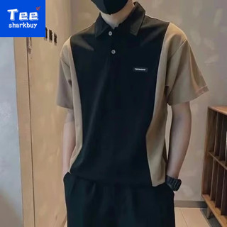  Áo Thun polo Tay Ngắn Dáng Rộng Màu Sắc Tương Phản Thời Trang Mùa Hè Cho Nam Giới 