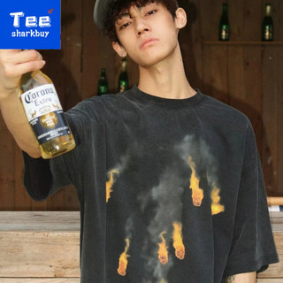 Áo thun Cotton ngắn tay giặt cho nam mùa hè Mỹ dáng rộng hợp thời trang Quần áo hàng đầu phù hợp