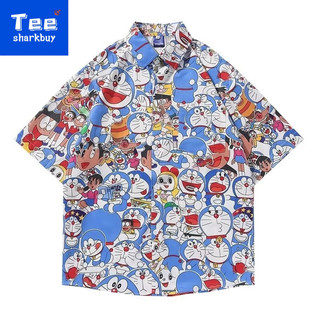 Áo Sơ Mi In Hình Hoạt Hình Nam Mùa Hè Mỏng Retro Tay Ngắn Phiên Bản Hàn Quốc Áo Sơ Mi Đi Biển Nhật Bản Top