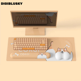 DIGIBLUSKY Miếng Lót Chuột Corgi Cam + Miếng Lót Bàn Phím + Bộ Đệm Bàn Bộ Miếng Lót Cổ Tay Chuột