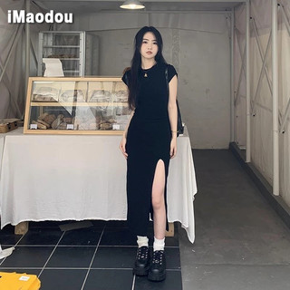 IMAODOU Spice Girls Pure Desire Slim Tay Ngắn Đầm Nữ Mùa Hè Pure Desire Chia Eo Thu Nhỏ Thịt Ngọt Ôm Tính Khí Đầm