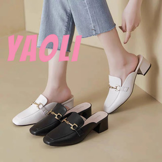 YAOLI Dép Bít Mũi Gót Dày Vừa Thời Trang Công Sở Cho Nữ
