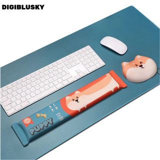 DIGIBLUSKY Miếng đệm chuột Shiba Inu + Miếng đệm bàn phím + Bộ đệm bàn PUPPY Bộ đệm cổ tay chuột