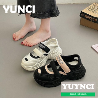 YUNCI dép đế cao dép sandal nữ dép quai ngang Thể thao và thời trang Đế chống trơn trượt Thiết kế độc đáo Đa năng FPL2410J0E 3Z240117