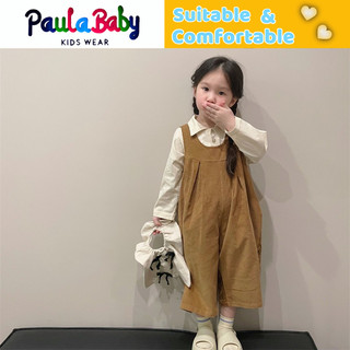 Paulababy set áo sơ mi và quần yếm thời trang cho bé gái