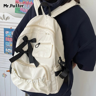 Mr.puffer Ins phong cách nơ bướm đi học nữ sinh viên đại học ba lô học sinh trung học cơ sở sức chứa lớn niche ba lô