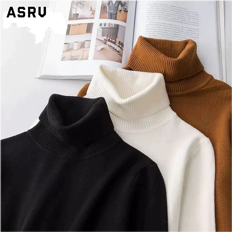 Áo len nam ASRV, thương hiệu hợp thời trang, sản phẩm mới thu đông, phong cách Hàn Quốc, Cảm giác cao cấp, cổ điển, đơn giản, sang trọng, dáng rộng áo len nửa cổ tròn thông thường dành cho nam