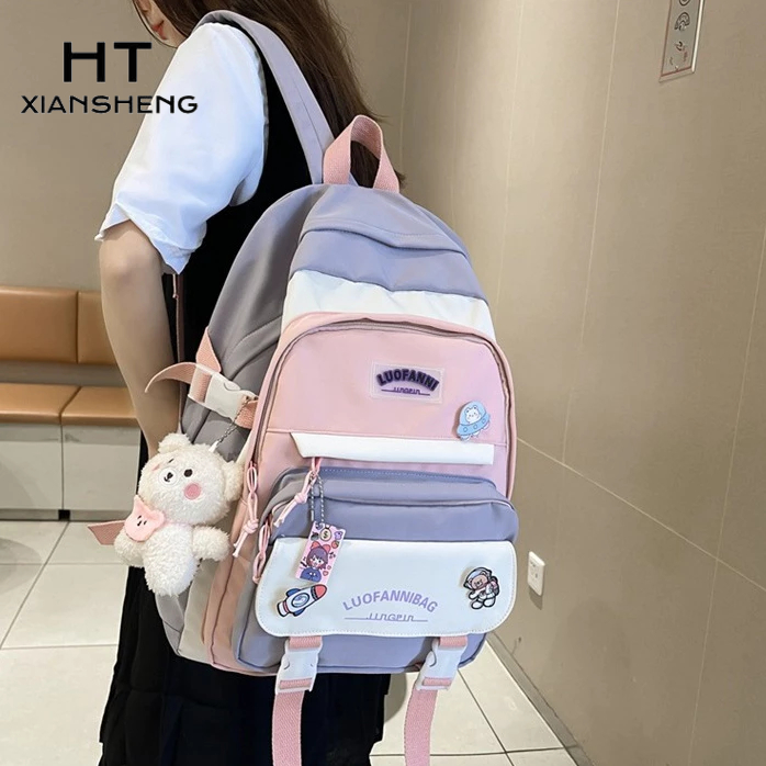 Túi đi học nữ HT XIANSHENG hoạt hình dễ thương Nhật Bản túi đeo vai dung tích lớn phong cách ins