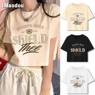 IMAODOU Retro Mùa Hè Mới Gạo Mơ Ngắn Top Nữ Mỹ Cay Cô Gái Full Vai Ngọt Ngào Tay Ngắn Nữ Xu Hướng