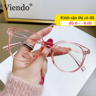 Gọng kính cận nhựa dẻo VIENDO mắt tròn đổi màu chống ánh sáng xanh chống tia uv thời trang cho nam và nữ