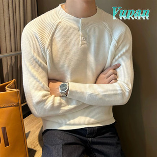 Vupan Áo len dệt kim cổ tròn màu trơn