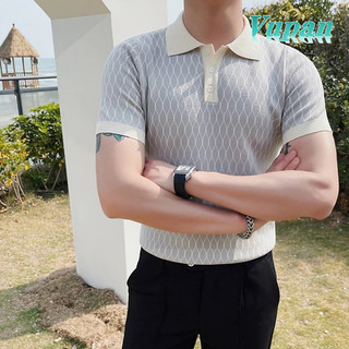 Vupan Áo sơ mi polo nam polo Áo thun polo tay ngắn Vải dệt kim Áo thun polo