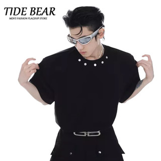 TIDE BEAR Áo thun nam Áo thun ngắn tay thun nam Phong cách rộng Unisex