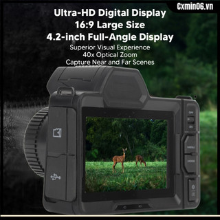 Readygo có hàng sẵn máy ảnh kỹ thuật số 4k màn hình 4.2in dslr 40mp vlogging camera full tầm nhìn ban đêm 10x zoom 5g wifi 2000mah
