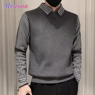 Áo len nam Meson hàn quốc ve áo sọc 400g Chất lượng cao, dày, mềm và cực kỳ ấm áp 2 màu M-3XL B128