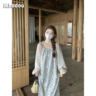 Váy hoa nữ phù hợp với mùa xuân hè mới nhỏ tươi lão hóa váy che bụng mỏng cardigan quần áo chống nắng bộ hai mảnh
