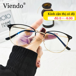 Kính Giả Cận Nam Nữ VIENDO Kính Cận Gọng Kim Loại Bäu Duc Oval Kính Đổi Màu Khi Ra Nắng Chống Ánh Sáng Xanh Tia UV Hàn Quốc (Cắt Cận Thị Loạn Thị Tròng Kính)