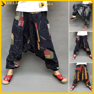 Quần Baggy Cotton Lanh Ống Rộng Họa Tiết Thổ Cẩm Phong Cách Boho Cho Nam