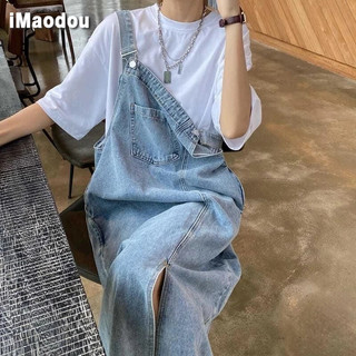 IMAODOU Váy cao bồi quây nữ thiết kế cảm giác thích hợp khí chất dây váy phụ xuân hè dáng rộng size lớn váy mm béo váy dài