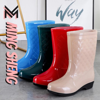 Giày bốt đi mưa MINGSHENG đế dày chống trượt giữ ấm bốn mùa