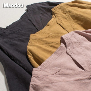 IMAODOU Văn học retro dân tộc vải lanh cotton váy béo cộng với bụng rộng xuân thu mới dài đến đầu gối nữ