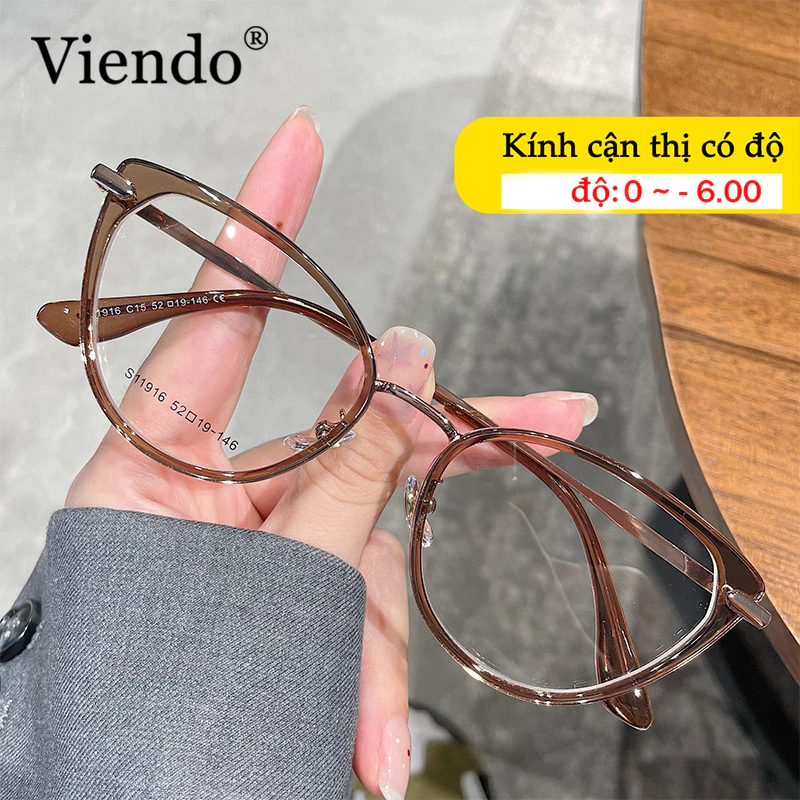 Kính Giả Cận Nữ VIENDO Kính Cận Gọng Mắt Mèo Chông Tia UV Ánh Sáng Xanh Kính Đổi Màu Khi Ra Nắng Thời Trang -1.0/-2.0/-3.0/-4.0/-5.0/-6.0
