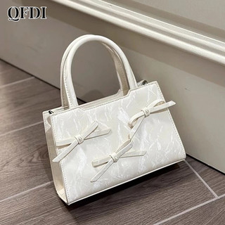 QFDI Túi Xách Đeo Chéo Hình Vuông Nhỏ Thắt Nơ Phong Cách Hàn Quốc Đơn Giản Đựng Điện Thoại Di Động Hàng Mới Đa Ứng Dụng Cho Nữ