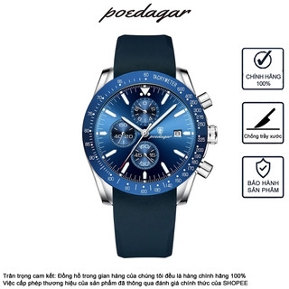 Đồng Hồ Nam Chính Hãng POEDAGAR 988 Dây Cao Su Đồng Hồ Dây Đeo Silicon Dây Da Đồng Hồ Đa Năng Đồng Hồ Nam Sang Trọng Đồng Hồ Thạch Anh Đồng Hồ Dạ Quang Chống Thấm Nước Chronograph Đồng Hồ Hợp Thời Trang