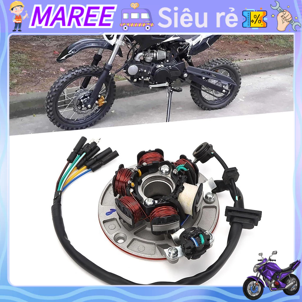 MAREE Tấm Magneto Stator Phù hợp cho LIFAN YX 140cc Khởi động cơ PIT PRO Trail Dirt Bike