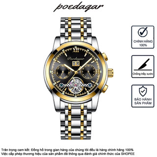 Đồng hồ cơ nam chính hãng POEDAGAR 8051 Đồng hồ cao cấp bằng kính Sapphire Đồng hồ đa chức năng Chronograph chống nước Dạ quang phong cách kinh doanh Đồng hồ cơ tự động Đồng hồ cơ trung niên Quà tặng ngày của cha