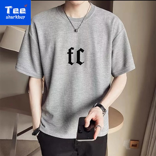 M-5xl Waffle In Hình Áo Thun Nam Mùa Hè Mới Mỏng Phong Cách Dạo Phố Rời Tay Ngắn Top Size Lớn
