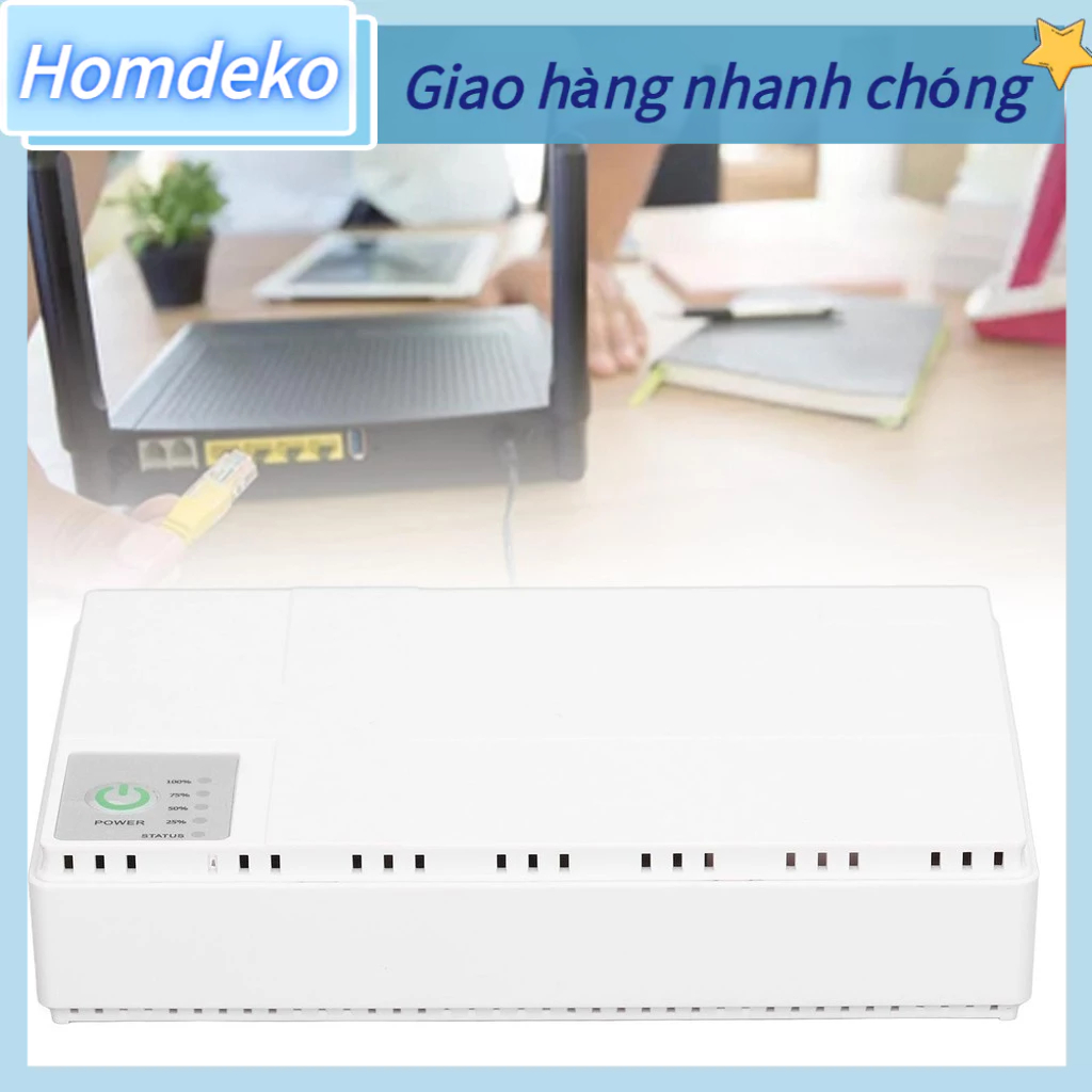 Homdeko Mini UPS 8800MAh 5V 9V 12V Đầu Ra USB Nguồn Điện Liên Tục Pin Dự Phòng Cho Camera Router Modem 85‑265V